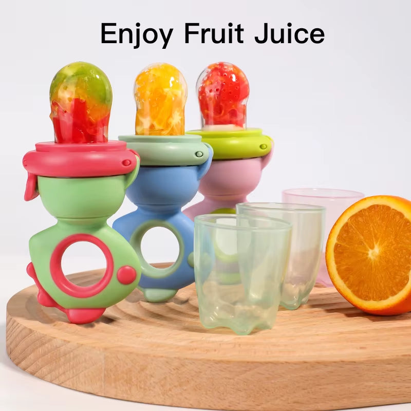 Rotating Push-Type Food Grade Silicone Fruit and Vegetable Feeder for Infants Baby, Dinosaur Shape Toddlers Supplementary Food F