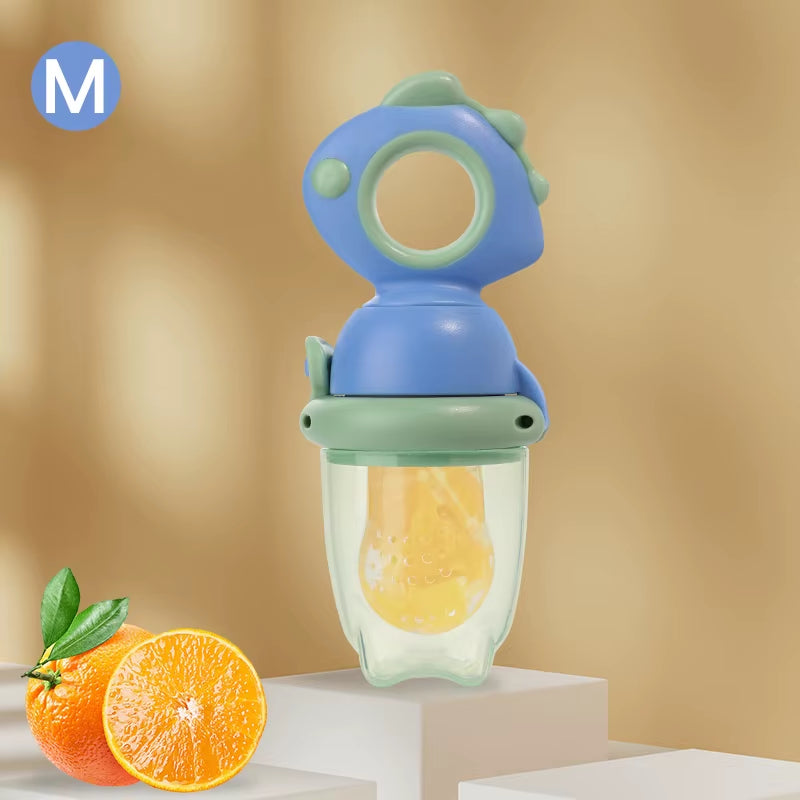 Rotating Push-Type Food Grade Silicone Fruit and Vegetable Feeder for Infants Baby, Dinosaur Shape Toddlers Supplementary Food F