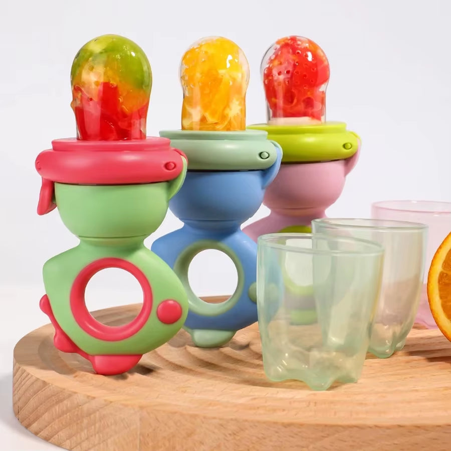 1Pc Dinosaur Push-Pop Feeder, Infant Fruit & Veggie Teether, Baby Fruit Feeder, Push-Type Food Feeder, Silicone Teething Feeder