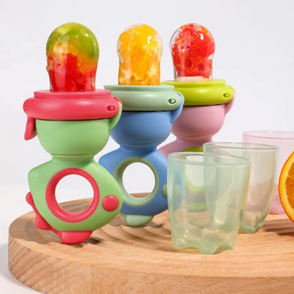1Pc Dinosaur Push-Pop Feeder, Infant Fruit & Veggie Teether, Baby Fruit Feeder, Push-Type Food Feeder, Silicone Teething Feeder
