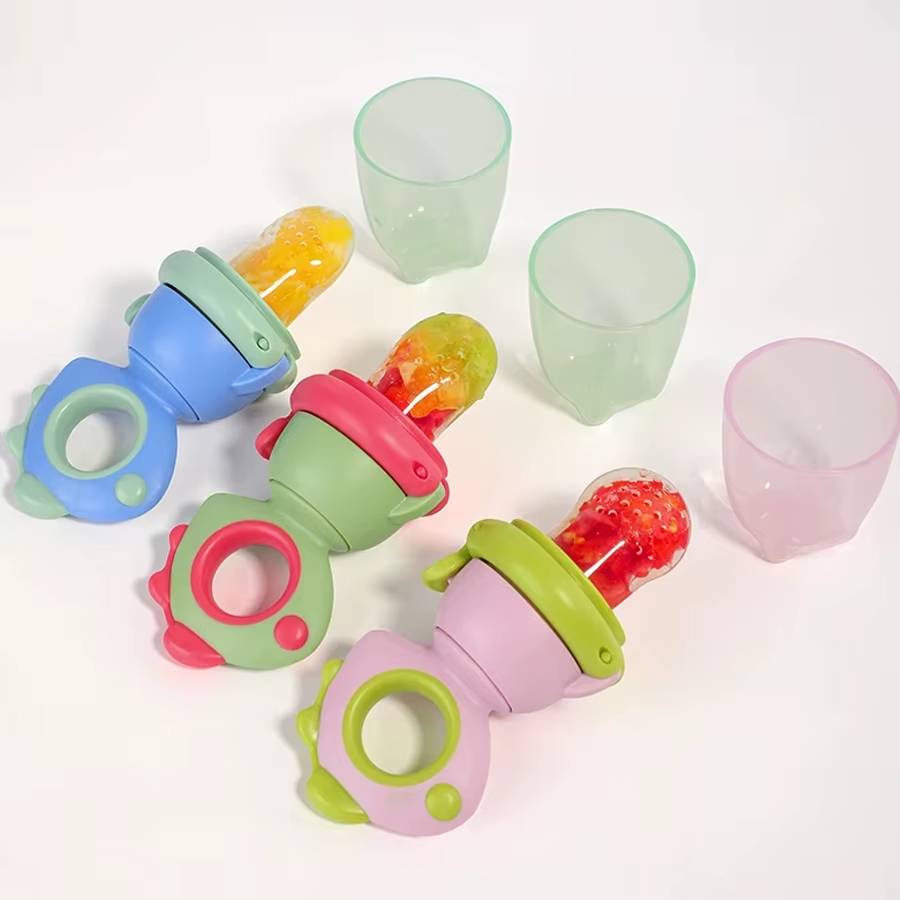 1Pc Dinosaur Push-Pop Feeder, Infant Fruit & Veggie Teether, Baby Fruit Feeder, Push-Type Food Feeder, Silicone Teething Feeder