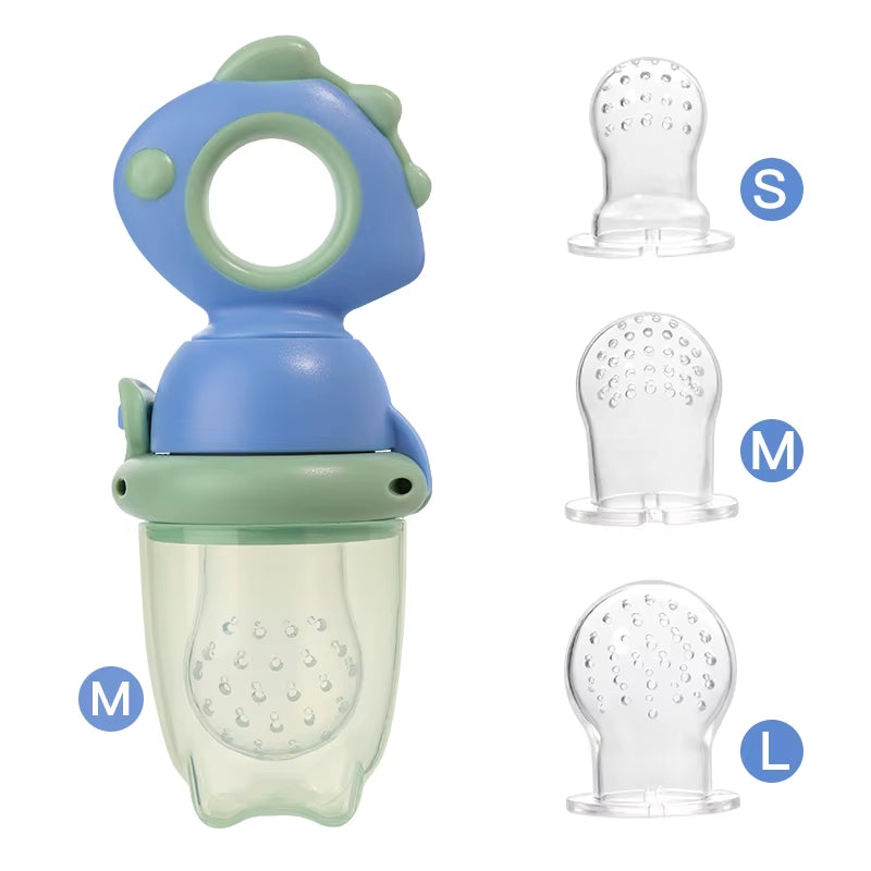 Rotating Push-Type Food Grade Silicone Fruit and Vegetable Feeder for Infants Baby, Dinosaur Shape Toddlers Supplementary Food F