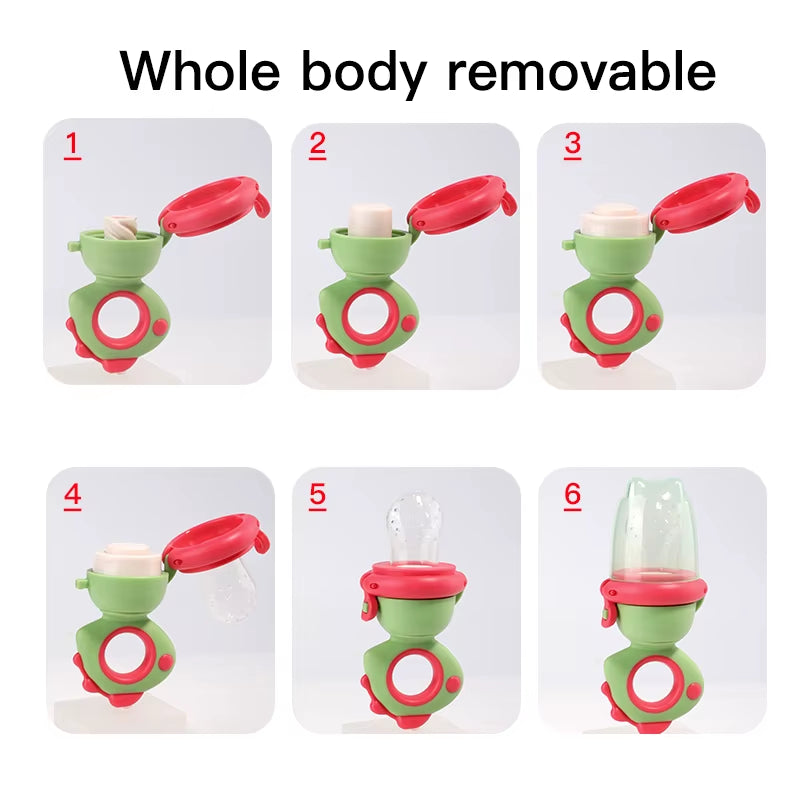 Rotating Push-Type Food Grade Silicone Fruit and Vegetable Feeder for Infants Baby, Dinosaur Shape Toddlers Supplementary Food F